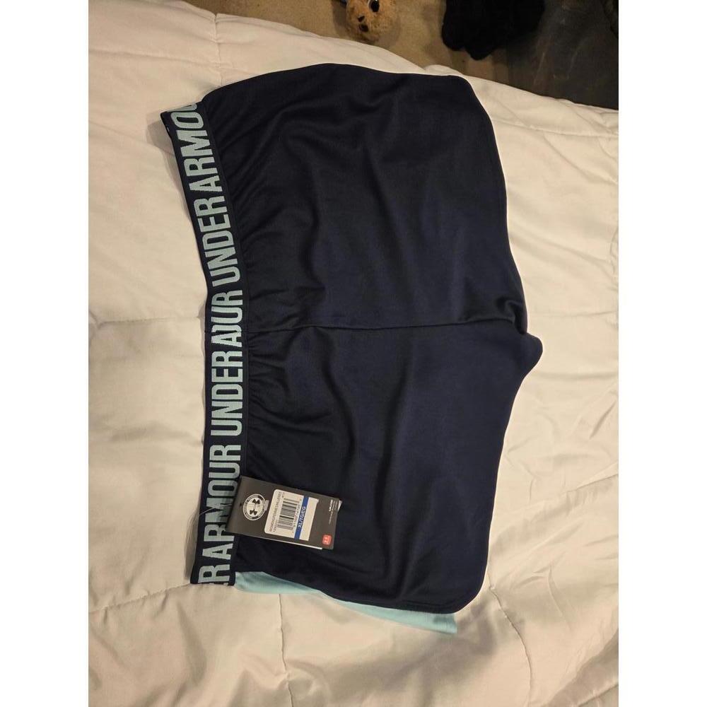 Under Armour Women's XL Athletic Shorts Navy and Light Blue - Picture 4 of 8